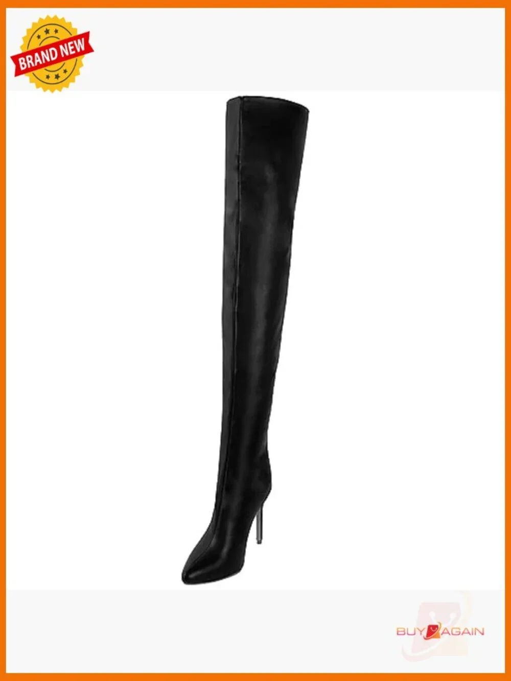 Pointed Toe High Heel Over the Knee Boots Zipper Stretch Faux Leather